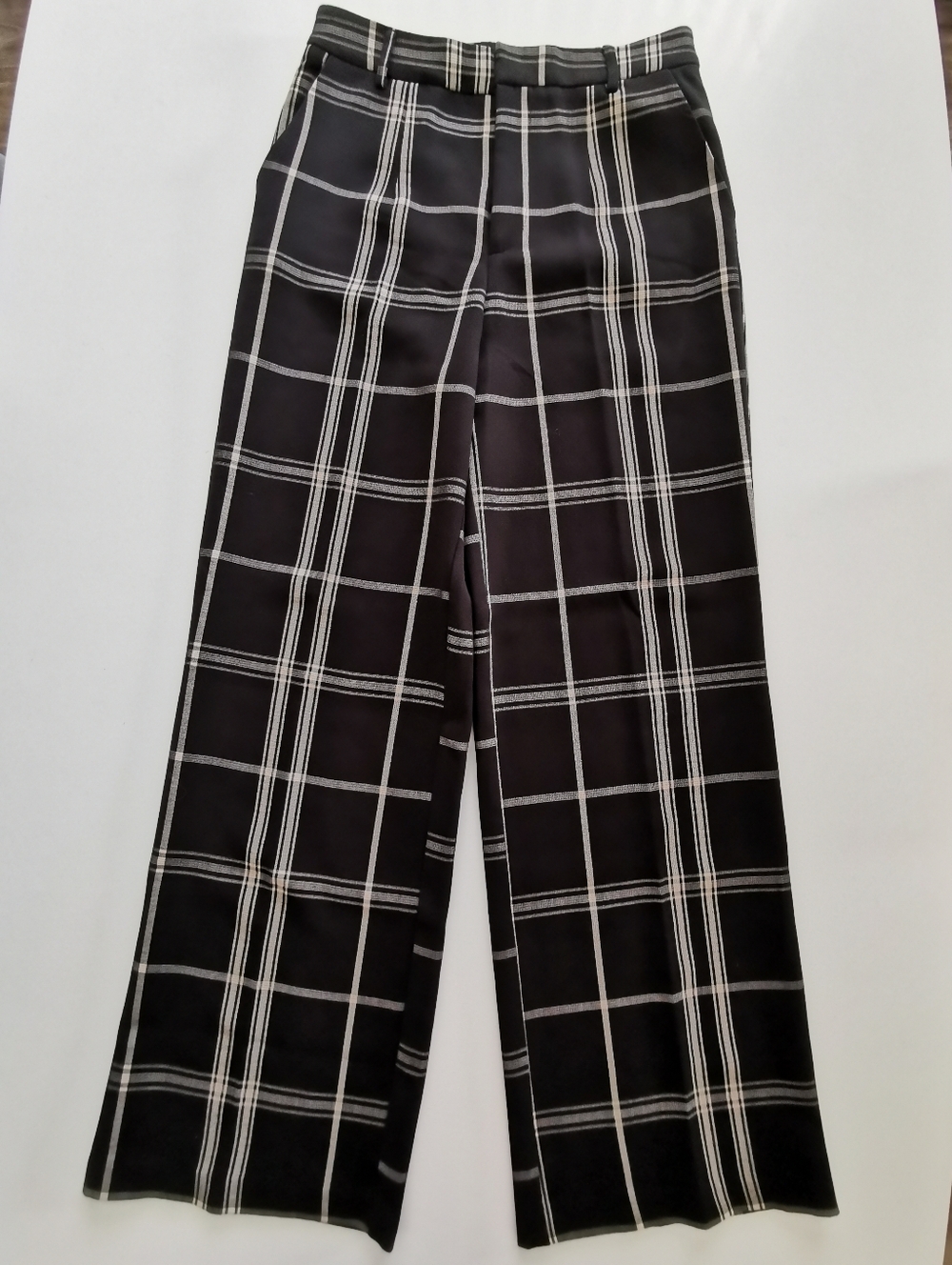 Forever 21 Black And White Wide-Leg Plaid Pants Trousers Dress Pants Slacks